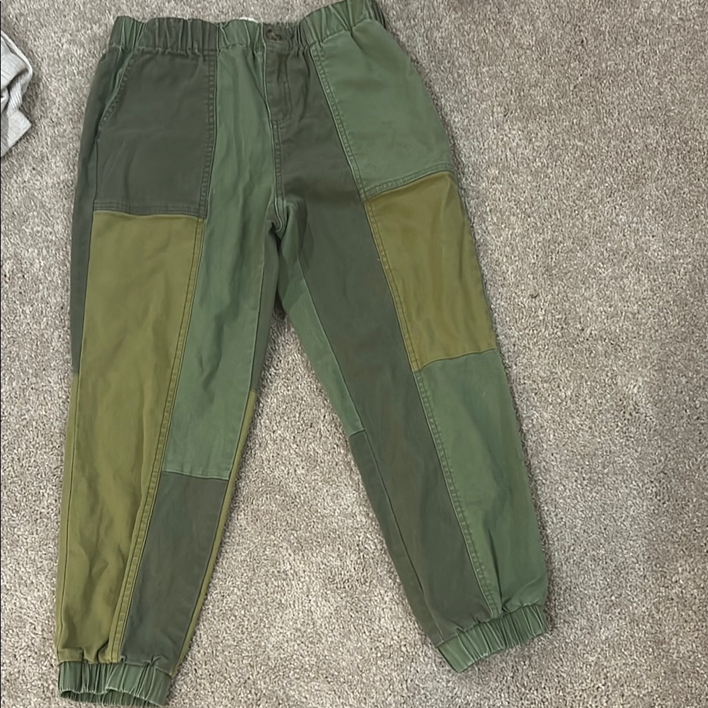 Patchwork Green Jogger Pants